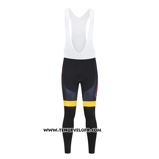 2019 Maillot Ciclismo Direct Energie Noir Jaune Manches Longues et Cuissard